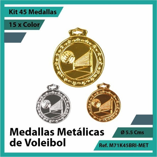 Kit 45 Medallas En Cali De Voleibol Metalica M71k45