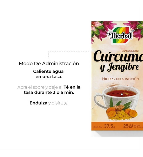 Therbal Té Curcuma Y Jengibre Hierbas 37.5 Gr 25 Sobres