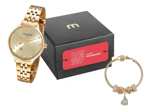 Kit Relógio Mondaine Feminino Analógico 32284lpmvde1k2