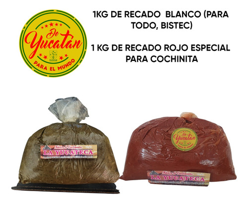 1kg Recado Rojo Especial Cochinita Y 1kg De Recado Blanco