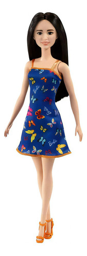 Boneca Barbie Fashion Vestido Azul Estampa Borboleta Mattel