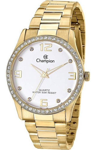 Relógio Champion Feminino Dourado Fundo Branco Cn29043h