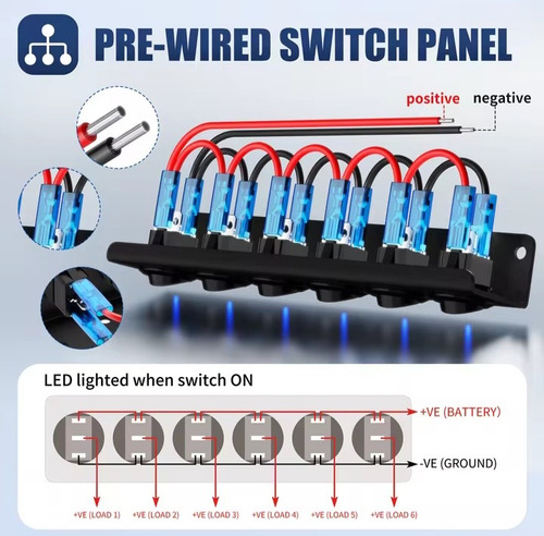 Panel Interruptores 6 Switch Encendido Universal Autos 12v