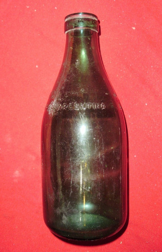 Antigua Botella De 1 Lt Leche Verde Impresa 
