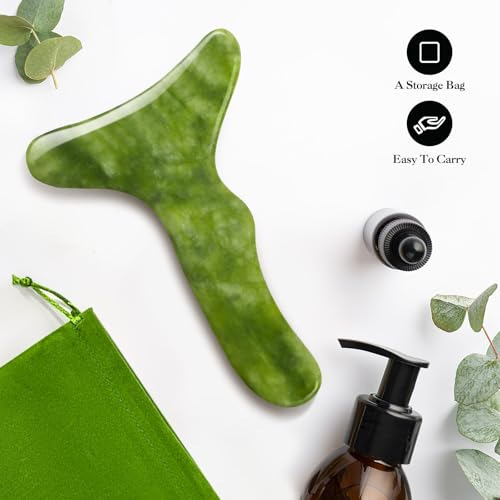 Herramienta De Masaje Gua Sha Grande Con Piedra De Jade Herr