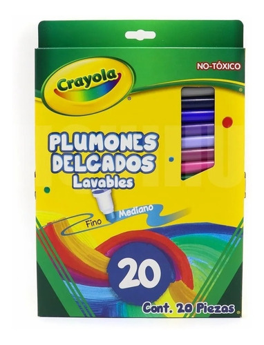 Imagen 1 de 7 de Crayola Supertips 20 Colores Plumones Lavables 