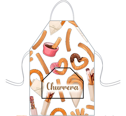 Delantal Cocina Mediano Para Niños Mini Chef Personalizado Churros 2 Personalizado