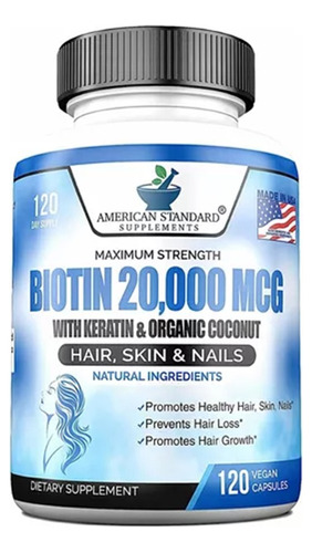 Biotin 20.000mcg Con Keratina Cabello Y Uñas Fortalecidas