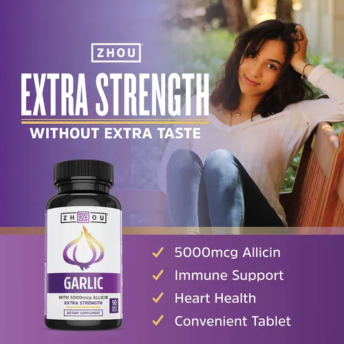 Suplemento De Ajo De Zhou Nutrition Con 5000 Mcg De Alicina