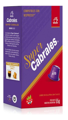 Capsulas De Cafe Super Cabrales 55 Gr. X10