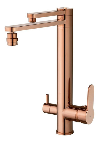 Torneira Monocomando Giratória Premium De Filtro Rose Gold Acabamento Brilhante