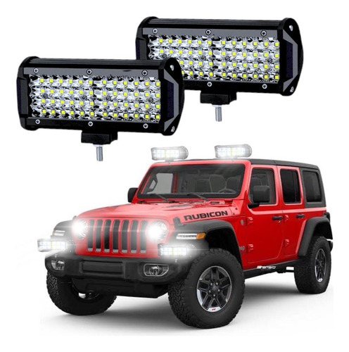 12 Pz Faros Barras Led Auxiliares 7'' Blanco 48 Led