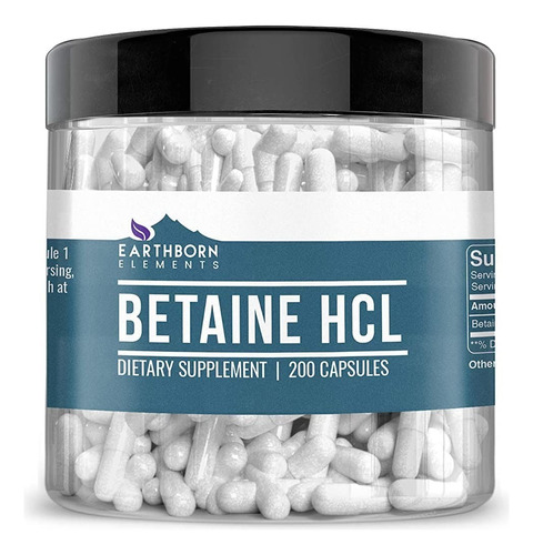 Betaína Hcl Pura 100% -  200 Capsulas Eg Bb58 Sabor Nd