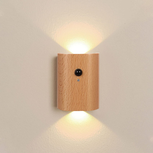 Landgoo Lampara De Pared Led De Madera, Luces Nocturnas Con