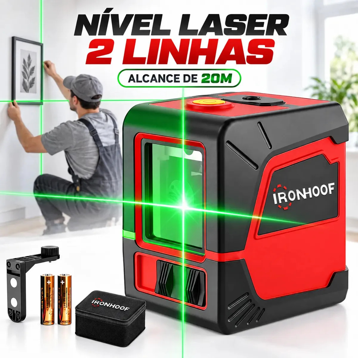 Nivel Laser 2 Linhas Verde 20m Profissional Autonivelante