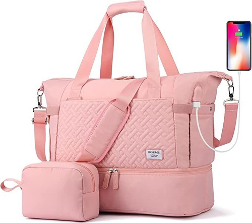 Bolso Deportivo Impermeable Con Usb Rosa