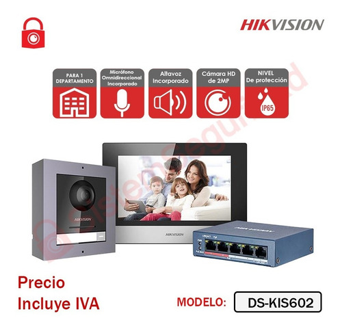 Imagen 1 de 3 de Kit Videoportero Ip 2mp Ds-kis602 Video Portero Hikvision