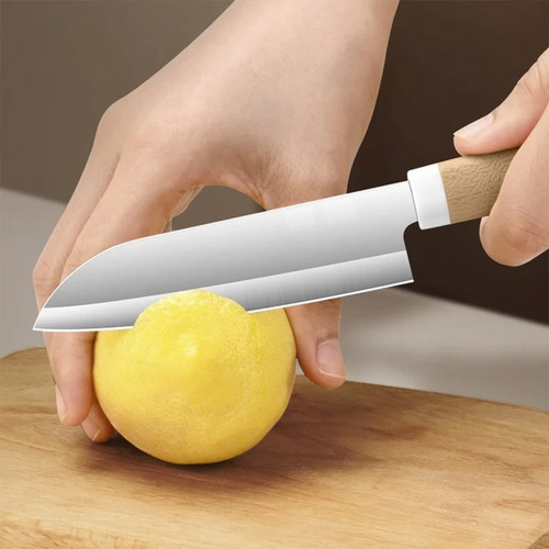 Faca Oriental Cortes De Frutas Com Capa Protetora Aço Inox