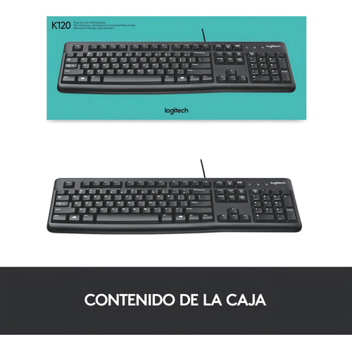 Teclado Logitech K120 Qwerty Español España Color Negro