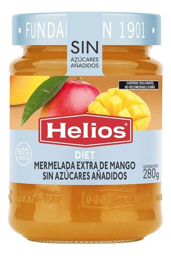 4 Pzas Mermelada De Mango Helios Diet 280 G