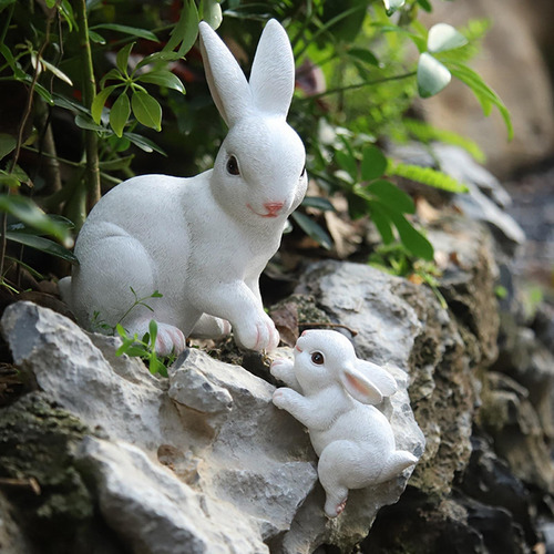 2 Estatuas De Jardín, Estatuas De Conejo De Pascua,