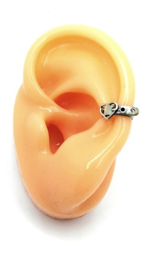 Arete Ear Cuff Simulador Cinturón Corazón De Plata Ley 925