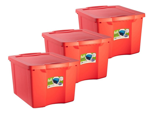Set X3 Baúles Pack Organizador Caja Grande Plástico 75 Lts