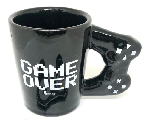 Taza Negra Diseño Acabajo Game Over  Jueguitos Playstation