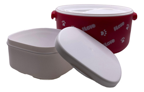 Tupper Lunchera Oso 800ml 6 Piezas + Tenedor Rojo Oso Rojo