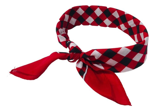 Lenço Bandana Xadrez Vermelha Com Branco E Preto Para Cabeça