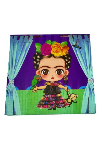 Cuadro Frida  Kalo Infantil Verde Perico  Decoración  Hogar