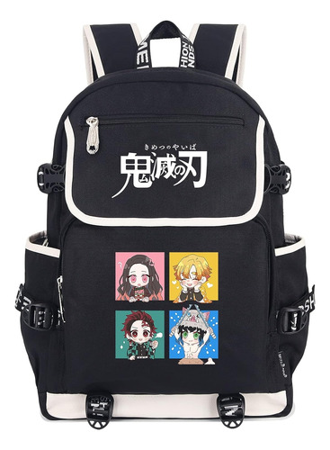 Mochila Animé Varios Diseños Con Puerto Usb Luz Led Escolar 