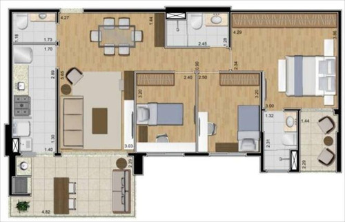 Imagem 3 de 14 de Apto 118m² 3 Suites 2,3vg Baeta Neves São Bernardo Do Campo