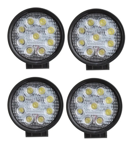 Pack 4 Foco Led Neblinero 27w Redondos 9 Led 4x4