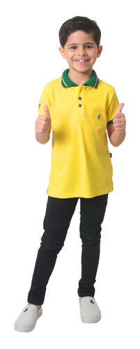 Camisa Polo Ou Body Polo Infantil Amarela Canarinho