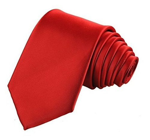 Kissties Hombres Scarlet Red Solid Satin Tie Necktie 5tp5x