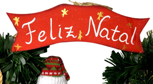Enfeite Guirlanda Artesanal Luxo Papai Noel - Feliz Natal