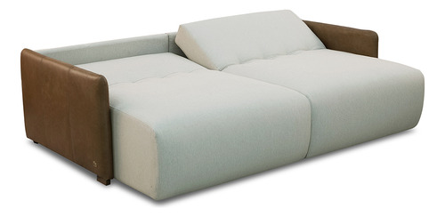 Sofá Cama Bipartido Elétrico 250cm Retrátil Veludo Bege