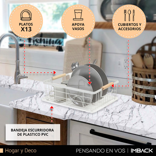 Imagen 2 de 10 de Escurridor Secaplatos Vajilla Casa Platos Secado Con Bandeja