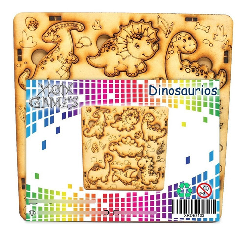 Imagen 2 de 4 de Rompecabezas - Xion Games Encastre Dinosaurios