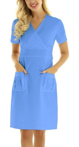 Vestido De Mujer, Vestido De Enfermera Con Cuello En V,