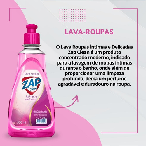 2 Unid Lava Calcinhas Roupa Íntima Delicadas Zap Clean 500ml