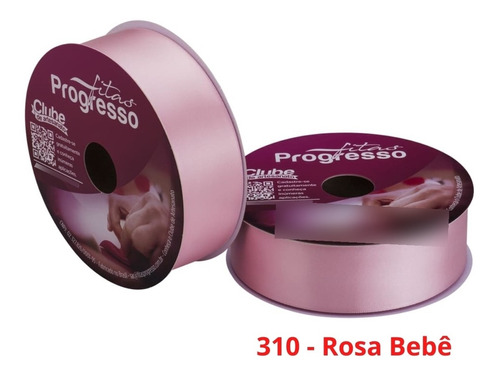 Fita De Cetim Nº 9 50 Metros X 38mm Progresso Cor 310 - Rosa Bebê