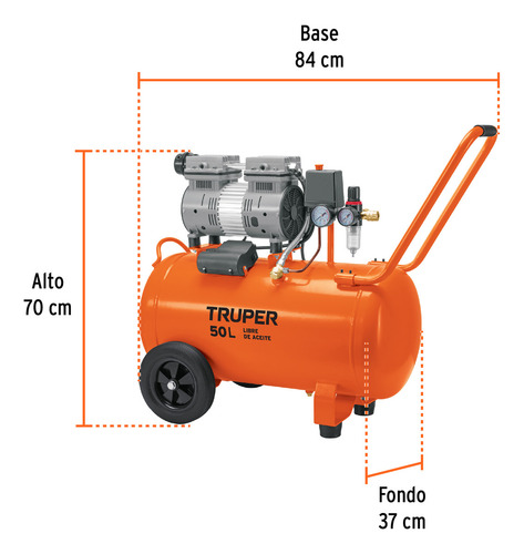 Compresor D Aire Silencioso Libre D Aceite 50 L 2 Hp 102959