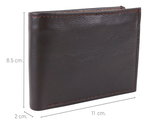 Cartera Hombre Piel Cierre Interno Grabado Láser Chocolate