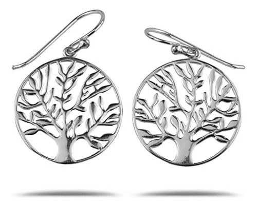 Pendientes De Plata Esterlina Árbol De Vida - 21mm.