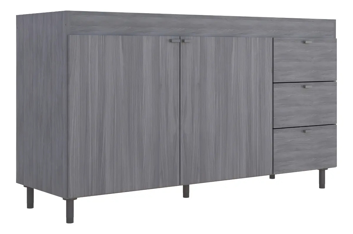 Bajo Mesada Cocina 140 Melamina Muebles Orlandi Color Jacaranda - Manija