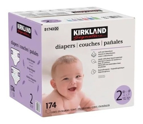 Caja De Pañales Kirkland Signature Etapa 2 Unisex 174 Pzs