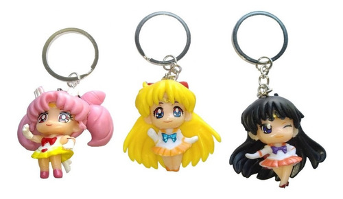 Genial Set De 3 Llaveros Sailor Moon Rini Mina Rei