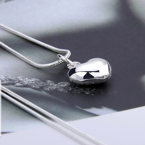 Collar Colgante Para Fotos Diseño De Corazón - Plata 925